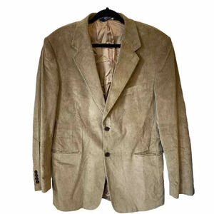 Stafford Blazer Mens 42 Long Corduroy 2 Button Lined Beige Suit BlazerSport Coat